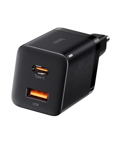Мережевий зарядний пристрій Baseus Super Si Pro Quick Charger USB + Type-C 30W (CCSUPP-E01) Чорний
