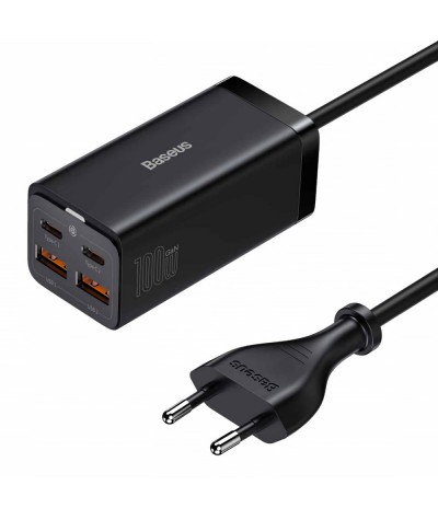 Сетевое зарядное устройство для Baseus GaN 3 Pro 2xUSB 2xType-C 100W (CCGP000101) Черный + кабель USB-C to USB-C