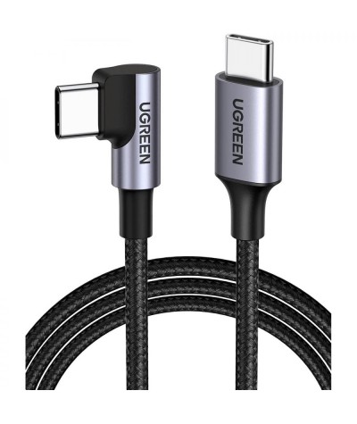 Кабель кутовий Ugreen US255 USB Type-C to USB Type-C 60W 1 м Чорний (50122)